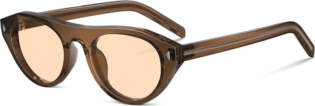 Retro Oval Sunglasses for Women Men Small Narrow 90s Vintage Round Shades UV400 Lightweight Designer Cateye Glasses