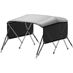 KAKIT 3 4 Bow Bimini Tops with Mesh Sidewalls Support Poles for Boats Marine Grade Canvas Top Includes 2 Straps Storage Boot 1 Inch Aluminum Frame