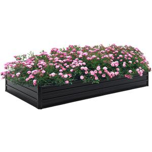 Galvanized Raised Garden Bed 8x4x1ft Outdoor Planter Box Galvanized Steel Garden Bed Kit for Vegetables, Flowers, Herbs and Succulents Black