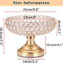 OwnMy Gold Crystal Fruit Bowl for Kitchen Counter, 10 Inch Large Decorative Bowl for Table Centerpieces, Crystal Candy Dish for Office Desk Home Decors, Metal Pedestal Bowl for Entryway Table