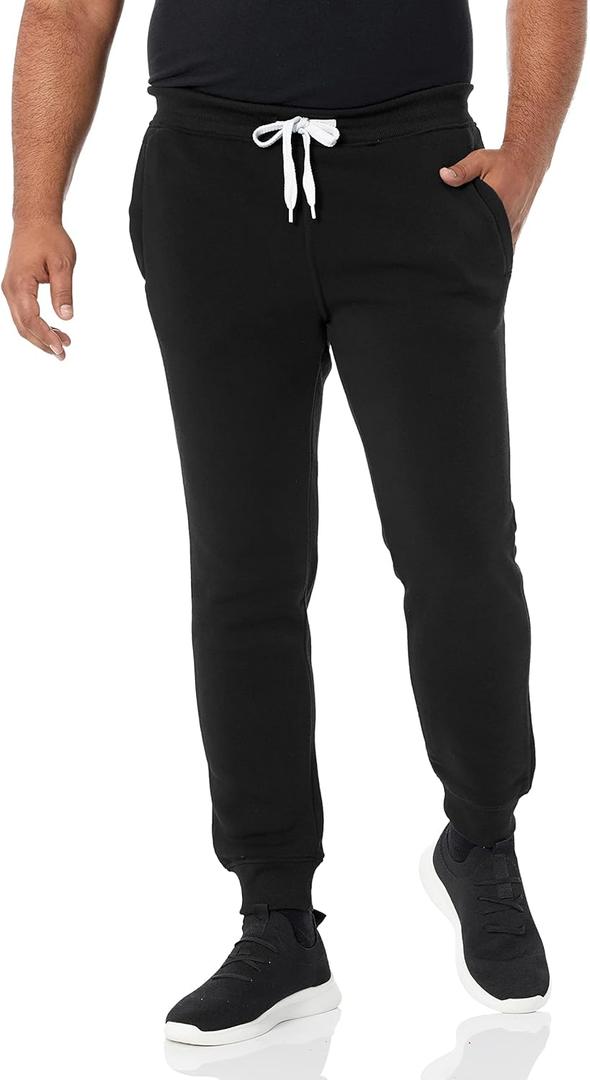 Southpole Men's 1570 Basic Active Fleece Jogger Sweatpants (Large, Black)