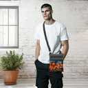 Pumpkin Candy Trick or Treat Adjustable Strap Crossbody Bag Jack-O-Lantern Bat with Assorted Sweets Print Messenger Bag for Candy Lover Halloween Night Birthday Party Gift for Friend