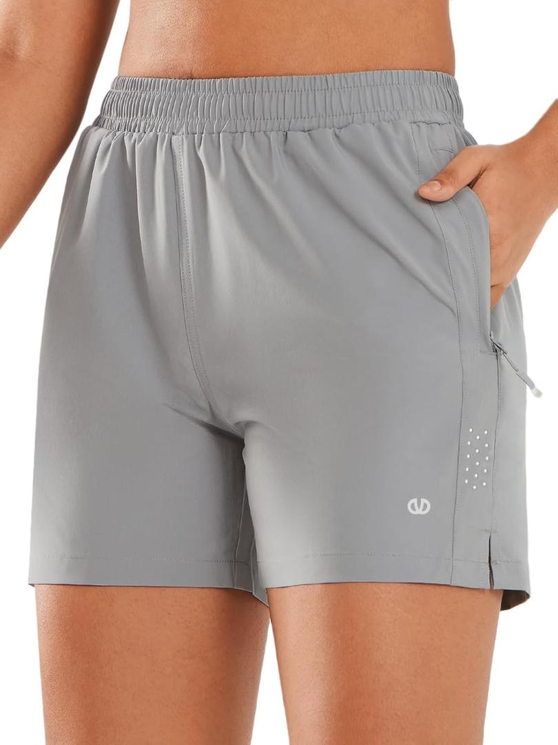 ALLZERO Women's Running Shorts 5" Quick Dry Lightweight Athletic Workout Shorts with Zip Pockets Hiking (XL)