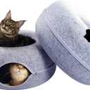 CATTASAURUS Peekaboo Cat Cave for Multiple & Large Cats Up to 30-45 Lbs, Scratch Detachable & Washable Tunnel Bed, Comfy Donut Cat Cave (Light Gray + Light Gray, Large)