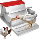 25lbs Automatic Chicken Feeder-Metal Treadle Poultry Feeder, No Waste Rat Proof Chicken Feeder with Sturdy Galvanized Steel Build and Weatherproof Locking Lid for Duck, Fowl, Pheasant Outdoor