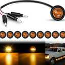 Nilight 3/4Inch Round Marker Light 10PCS Amber LED Turn Signals 3 Connectors Side Indicator Bullet Clearance Lights IP68 Waterproof for Trailer Truck Camper Van Boat Bus