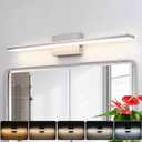 LED Brushed Nickel Vanity Light for Bathroom Lighting Fixtures Over Mirror Modern Bath Vanity Lights Bar 24W 5CCT Diammable Bathroom Lights 31.5 inch
