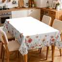 Eikione Summer Tablecloth 60x86In, Rectangular Red Flower Tableclothes Outdoor Washable Seasonal Table Cover for Party Picnic Dinner Decor