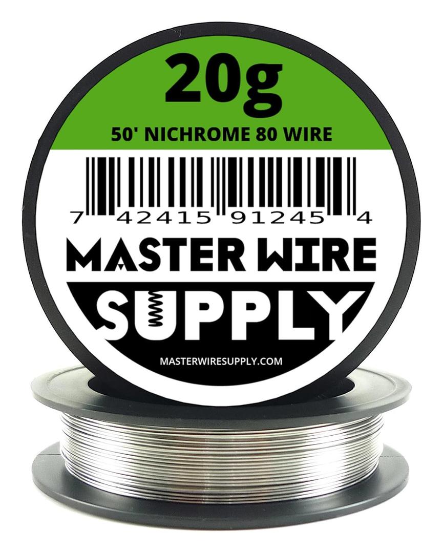 Nichrome 80-50' - 20 Gauge Wire - 50ft - 0.81mm - 0.032in - Made in USA - Master Wire Supply