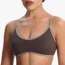 Aoxjox Women's Color Block Workout Sports Bras Fitness Backless Padded Lexi Lined Strappy Bra Athletic Yoga Crop Tank Top L