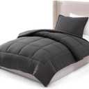 UGG Leonora Comforter Set with 1 Pillow Sham Lightweight Down Alternative Blanket Reversible All Season Washable and Hypoallergenic Bedding Set for College Dorm, Twin/Twin XL, Charcoal Grey