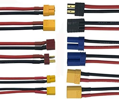 3 Pack 6Pairs RC Battery Connector Wires for Deans T-Plug XT60 XT30 EC5 XT90 Male Female RC Lipo Battery Electronic Speed Control ESC Motor