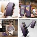 Defencase Compatible with iPhone 17 Case Wallet with RFID Blocking Card Holder for Women and Men, Fashion PU Leather Magnetic Snap Flip Zipper Strap Wallet Phone Case for iPhone 17 6.3", Purple