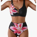 Eomenie Bikini Sets for Women High Waisted Two Piece Bathing Suit U Wired V Neck Swimsuit Adjustable Straps Swimwear, Medium