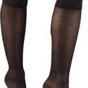 Truform Sheer Compression Stockings, 15-20 mmHg, Women's Knee High Length, Dot Pattern, Black, Medium