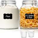 ComSaf 2 Pack 0.7 Gallon (88 Oz) Large Glass Jars with Airtight Lids, Wide Mouth Fermenting Jar for Pantry, Bulk Food Storage Canister for Flour, Sourdough Starter, Pickling, with Scoop