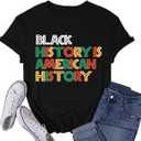Black History Month Shirts for Women Africa American Tshirts Black Pride Tee Tops (Black, L)