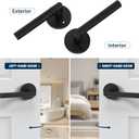 1 Pack Stainless Steel Privacy Door Handle - Keyless Push Button Lock, Matte Black Finish, Reversible Left/Right Hand Lever