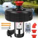 Pond Fountain Aerator, 1HP 110V 750W 15000 GPH Floating Fountain Pump with 100 FT Power Cord, 2 x 100 FT Rope, Timer, Fully Automatic Powerful Aerating Fountain for Larger Ponds, Lakes