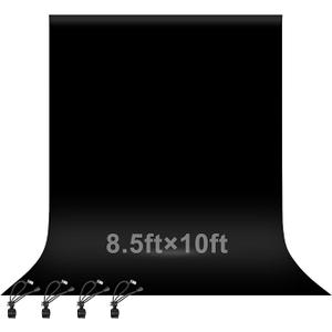 EMART 8.5x10ft Black Photo Backdrop Screen for Photography, Large Negros Drapes Party Background Curtain, Polyester Fabric Sheet Video Studio Portrait Photoshoot