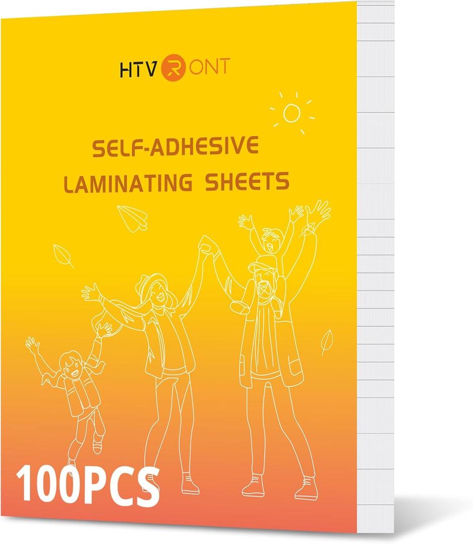 HTVRONT Self-Adhesive Laminating Sheets-9 X 12 Inches Self Laminating Sheets, No Machine Needed Clear Laminating Sheets for Protecting and Preserving Documents, Photos, Menus,Stickers (100)