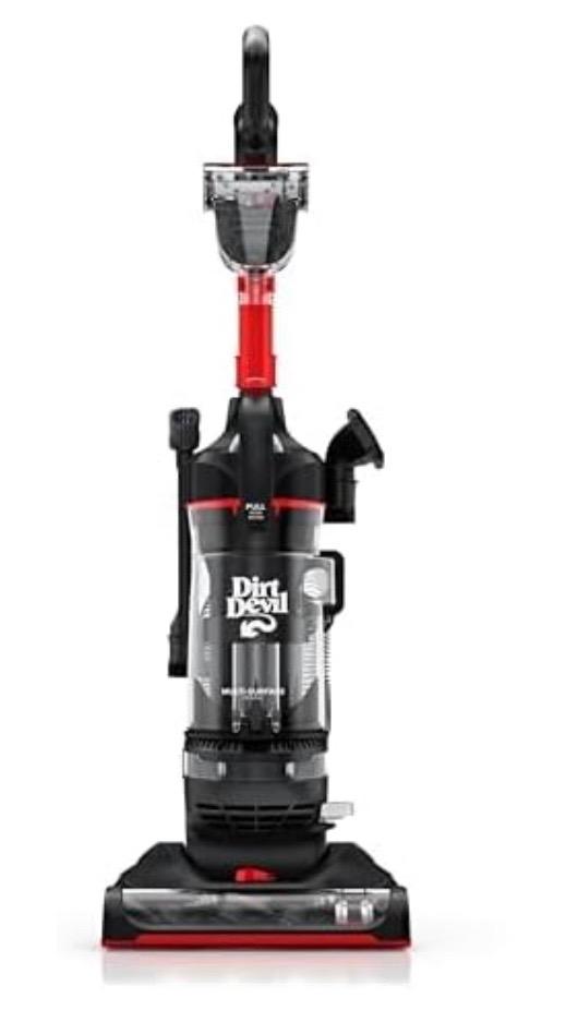 Dirt Devil Multi-Surface Rewind+ Bagless Upright Vacuum Cleaner Machine with Cord Rewind, UD76800V + 32 oz Carpet Powder, Room Refresher, Spring Meadows Scent, AD31210