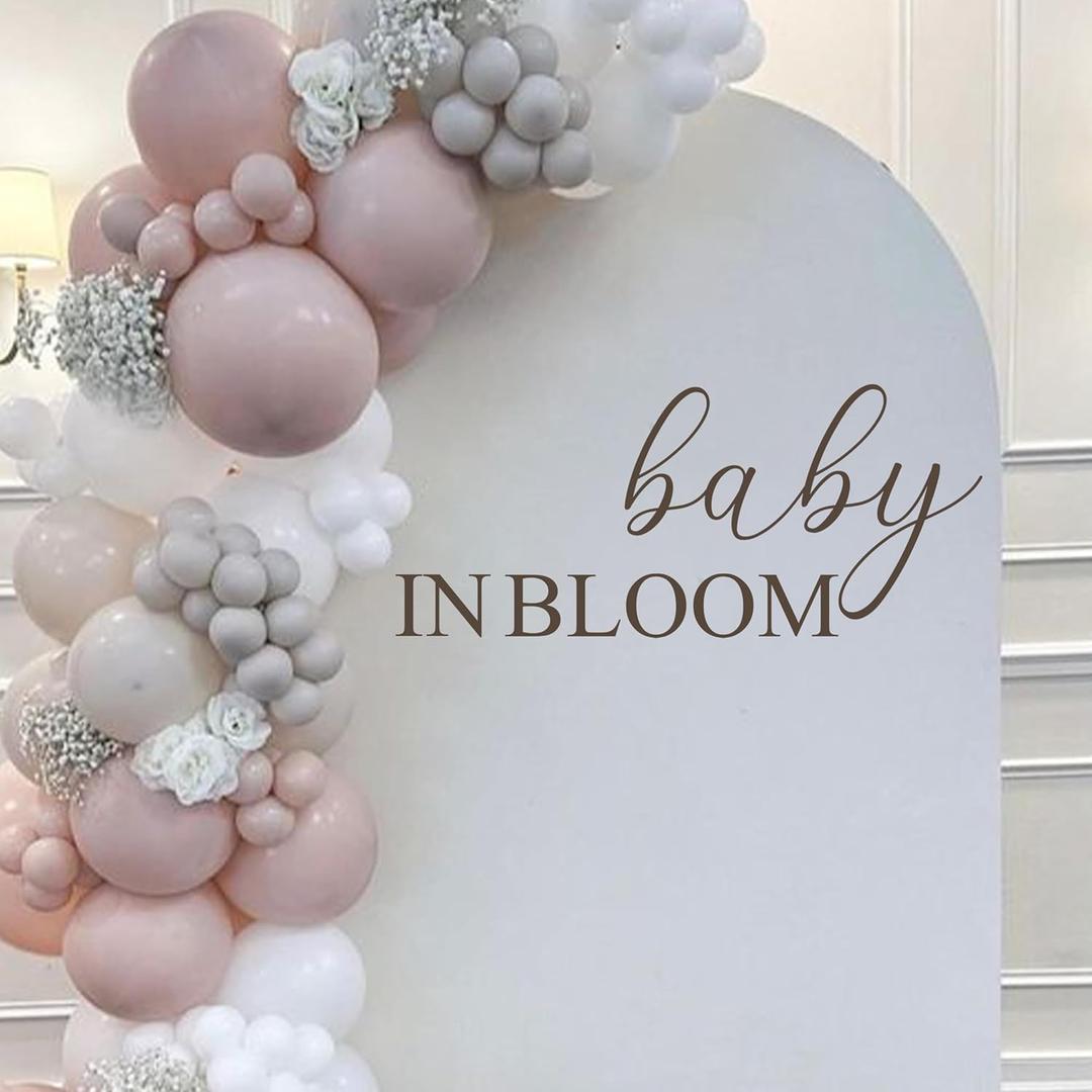 Baby in Bloom Wall Decal - Baby Shower Party Balloon Arch Decals,Gender Reveal Party Supplies,Baby in Bloom Themed Party Decorations (Black Bloom)