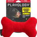 Playology Plush Squeaky Bone | Engaging All Natural Beef Scented Plush Dog Toy with Interactive Squeaker for Large to X-Large Dogs 50lbs & up | Easy to Clean | Ideal for Squeak, Chew, Fetch, and Play