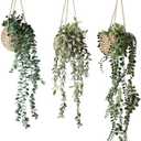 Fuxdre 2 Pack Mini Artificial Hanging Greenary Fake Hanging Plants in Basket for Wall Living Room Decor Bathroom Shelf Home Indoor