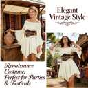 Renaissance Costume Women Pirate outfit Ren Faire Dress Off Shoulder Bell Sleeve Arm chain Waist Belt waist chain, Size Small