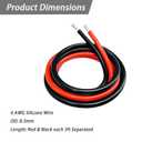 Dastard 6 Gauge Wire, Extra Flexible Silicone Insulated 6 AWG Stranded Tinned Copper Wire 10ftRed and Black Each 5ft Separated High Temperature 6AWG Battery Wire 200 600V - Inverter, Car, Auto