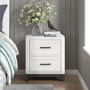 Lexicon Bertillon 2-Drawer Nightstand, White/Metallic Gray
