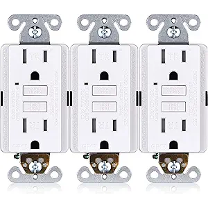 Faith [3-Pack] 15A GFCI Outlets, Tamper-Resistant, ETL Listed, GFI Duplex Receptacles with LED Indicator, Self-Test Ground Fault Circuit Interrupter, White, 3 Piece