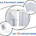 NICETOWN White Blackout Curtain Liners for Window - Noise Reducing Light Blocking Liner for 84 inch Curtains (Set of 2, Each is 27" x 80", Hooks Included, Greyish White)
