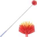 Cobweb Duster with Extension Pole, 59" Adjustable Stainless Steel Pole, Washable Duster with Medium-Stiff Bristles for Ceiling Fan, High Ceilings, Blinds, Furniture, Kitchen, and Home Cleaning