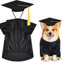 Dog Graduation Cap and Gown, Dogs Cats Graduation Holiday Halloween Costume Accessory(Black,Medium)
