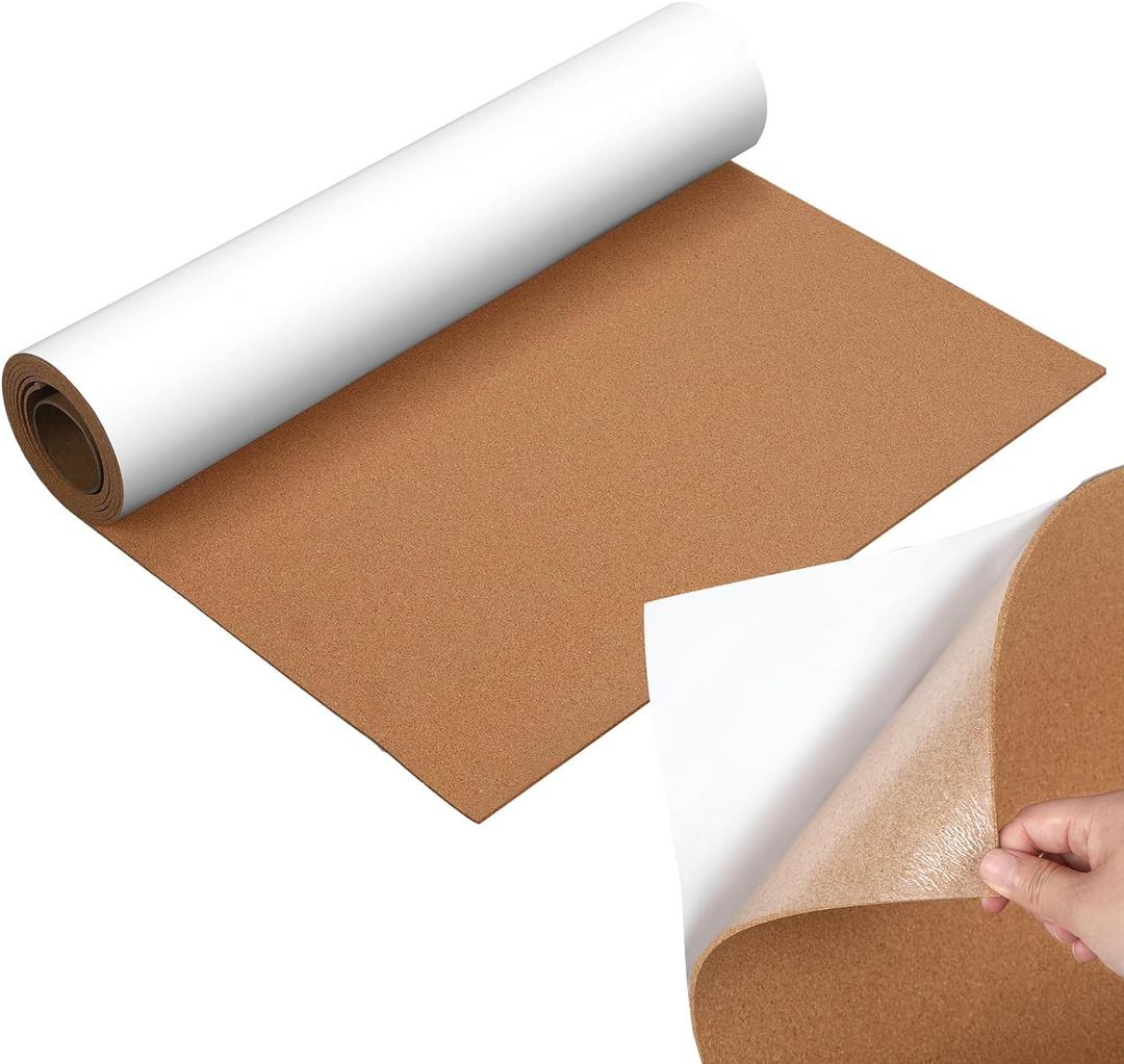 Geetery 24 x 100 Inches Self Adhesive Cork Roll Thickness Bulletin Message Board for Door Signs Floor Wall Decors DIY Craf(6mm)