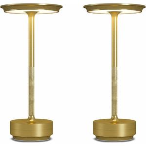 2 Pack Cordless Table Lamps Rechargeable, 5000mAh Portable LED Table Light, 3 Color Stepless Dimming Battery Powered Table Lamp, for Patio/Restaurant/Home/Outdoor(Brushed Gold)