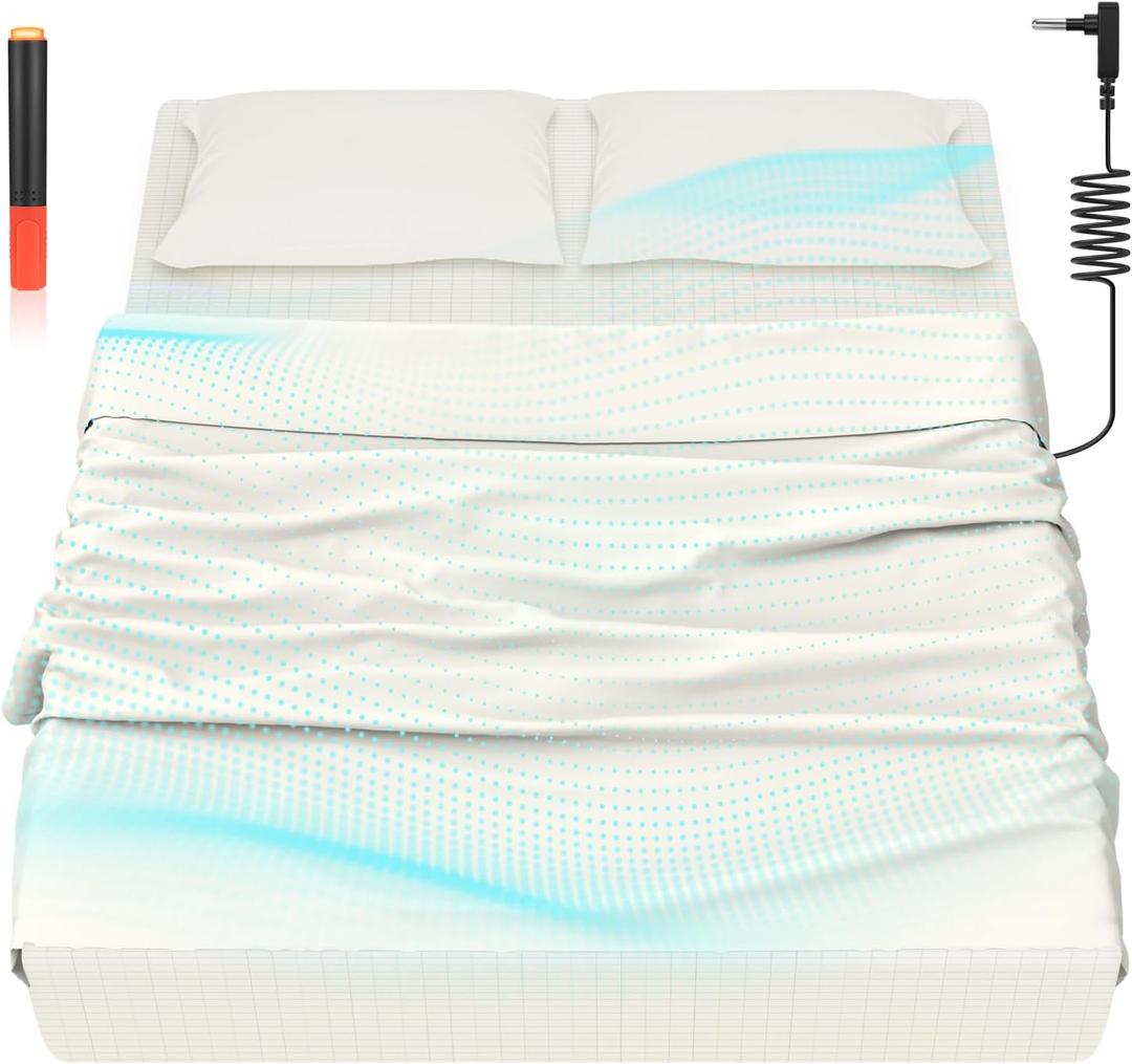 HLLBLL Grounding Bedding Sheet Set, Bed Sheets and Pillowcase Set, 90% Organic Cotton+10% Pure Silver Organic Fitted Grounded Sheet for Improved Sleep, Pain Relief (White, (78 * 80.2 * 15inch))