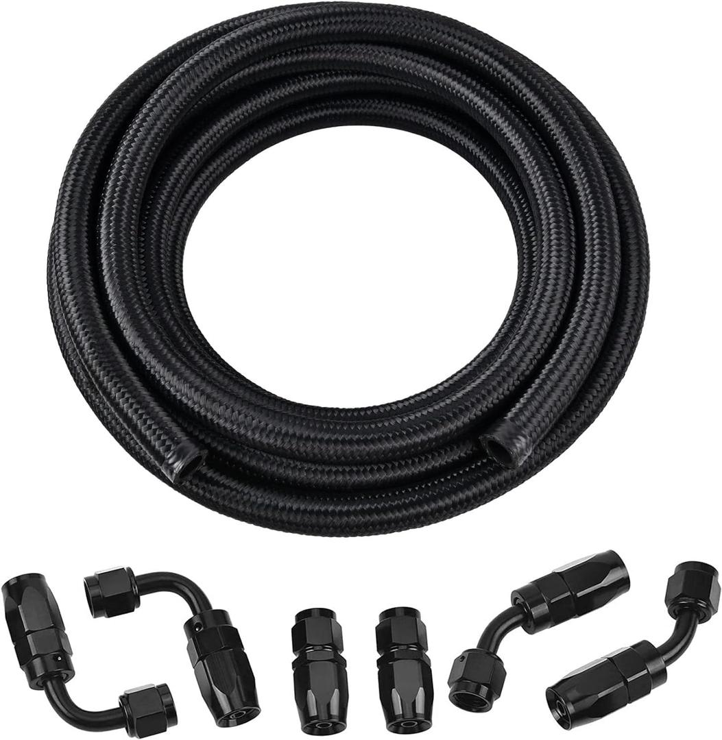 EVIL ENERGY 6AN Fuel Line Kit,AN6 Braided Nylon Fuel Hose CPE 10FT Black