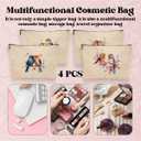 4 Pcs Vintage Abstract Botanical Flower Bird Makeup Bag, Small Waterproof Zipper Women Purse Multi Functional Toiletry Organizer for Women Friend Coworker Sister Christmas Birthday Friendship Gifts