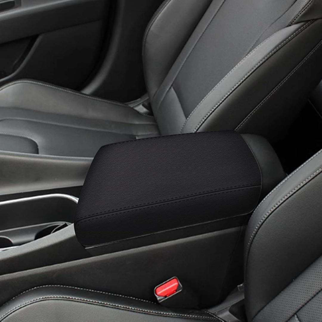 faccaibbg Leather Armrest Cover for 2021-2025 Hyundai Elantra Accessories(Black). Custom Fit, Waterproof Anti-Slip Console Protector Easy Installation(Only Fit for Left-Hand Automatic Brake)
