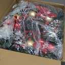 Christmas Wreaths for Front Door, 16'' Christmas Wreath with Lights Sparkly Red Reindeer Berries Cones Pine Needles, Christmas Door Wreath for Home Door Wall Party Christmas Decorations