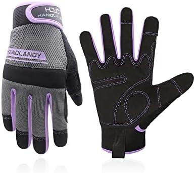 HANDLANDY Women Safety Work Gloves Utility Touch Screen Working Grip Glove for Yardwork Gardening Breathable Mechanic Gloves, Size: M