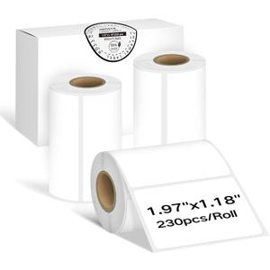 ORGSTA 3Rolls Thermal Labels for T003 Label Maker, 1.96'' x 1.18"(50X 30mm) Thermal Sticker Label Maker Tape, Waterproof, Oil-Proof, Thermal Printer Label Paper, 230 Labels/Roll,Black on White