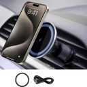 Brookstone Magnetic Car Phone Holder Mount for Car - Glass Panel Design, Magsafe Car Mount for iPhone 15 14 13 Pro Plus Max Mini & All Phones - Hands Free Car Mount with Wireless Charging Support