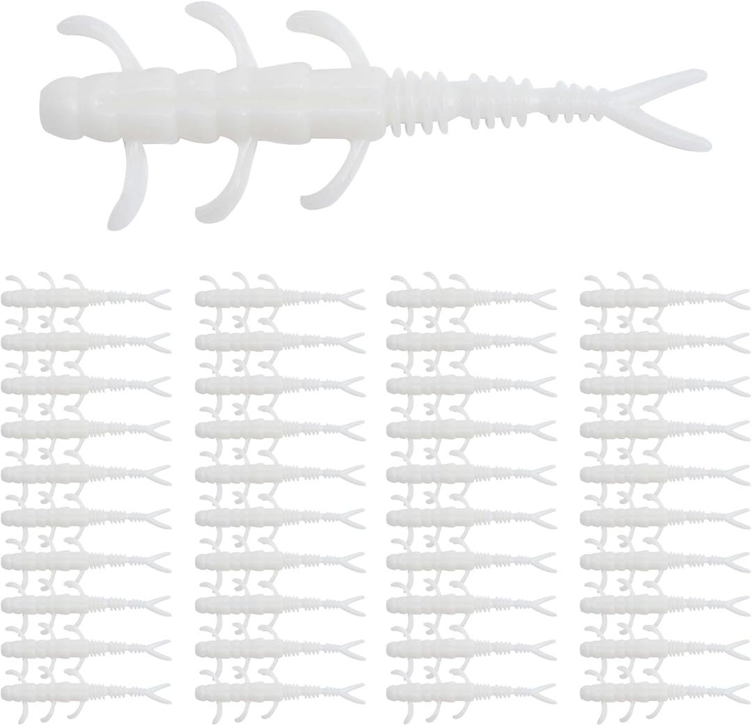 Goture Soft Lure, 40 Pcs, TPE Swimbaits for Bass Fishing, 6-Legs Big Fork Tail Lure Tiny, Versatile Swim Baits