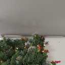 National Tree Company 9 ft Pre-Lit Wintry Pine Flocked Artificial Christmas Garland, Christmas Decoration with Pinecones, Red Berries, 100 Clear Lights, 184 Tips, Green