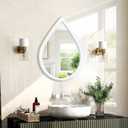 Small Wall Mirror Wood Framed Decorative Mirror White Teardrop Hanging Mirrors Unique Vanity Mirror for Bedroom Bathroom Living Room