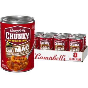 Campbell's Chunky Soup, Chili Mac, 16.3 Oz Can (Case of 8), Best by: 25 SEP 2027